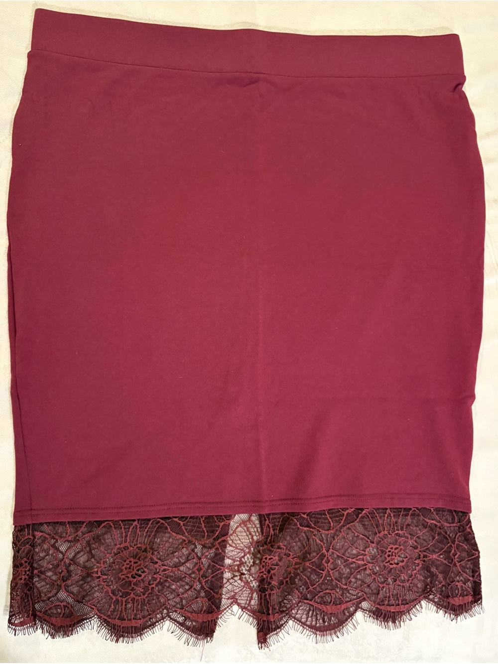 Torrid Burgundy Lace Hem Pencil Skirt Size 2 Plus